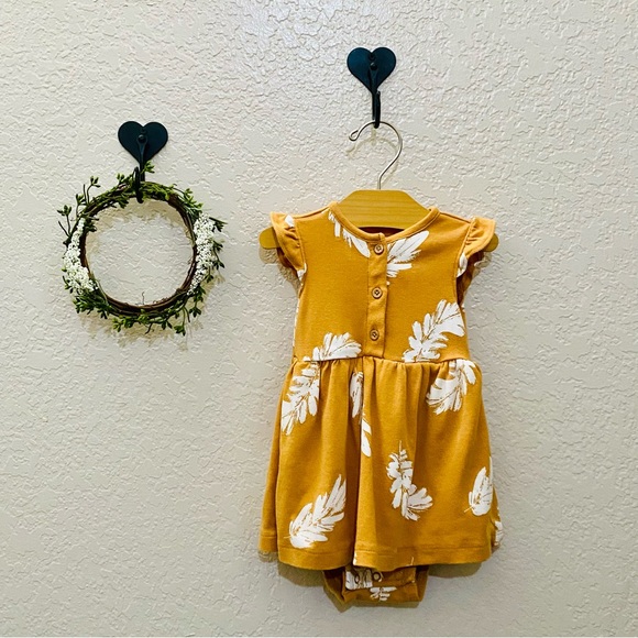 This is a mustard yellow dress and a cream colored cardigan - Picture 4 of 8